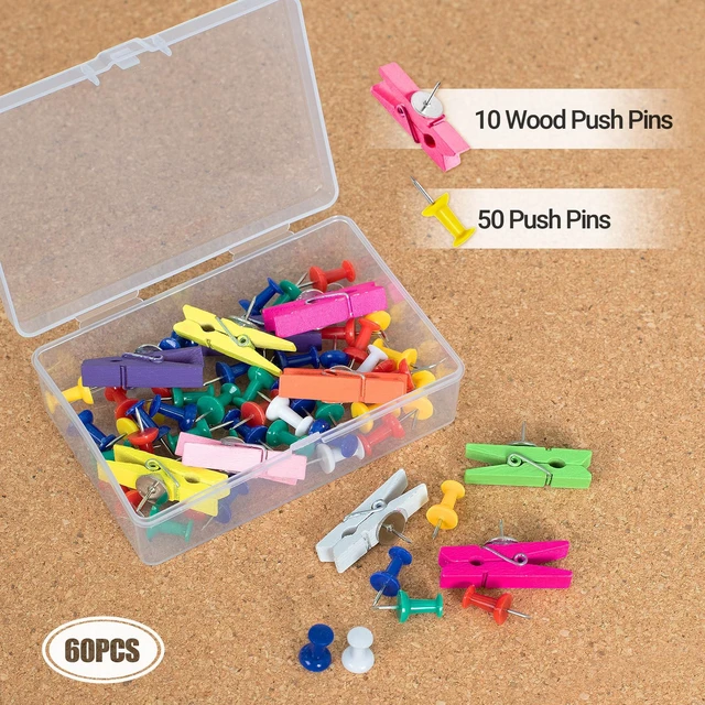 Alt view image 6 of 7 - Cork Board Bulletin Board 17"x8", 1/2" Thick Cork Board Tiles 6 Pack, Small Pin Board for Wall Decor, Self Adhesive Corkboards with 60 Push Pin Wood Clips for School, Home & Office