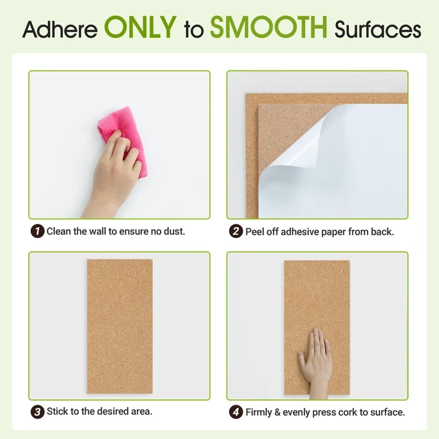 Alt view image 7 of 7 - Cork Board Bulletin Board 17"x8", 1/2" Thick Cork Board Tiles 6 Pack, Small Pin Board for Wall Decor, Self Adhesive Corkboards with 60 Push Pin Wood Clips for School, Home & Office