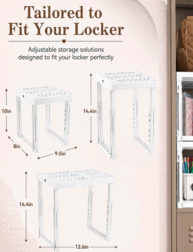 Alt view image 7 of 7 - 9PCS Locker Accessories for Girl, Locker Organizer, Adjustable Locker Shelf Sturdy Locker Shelf, Magnetic Whiteboard, Mirror, Pen Holder, Hooks & 3 Markers, Back to School Essentials Locker Decor