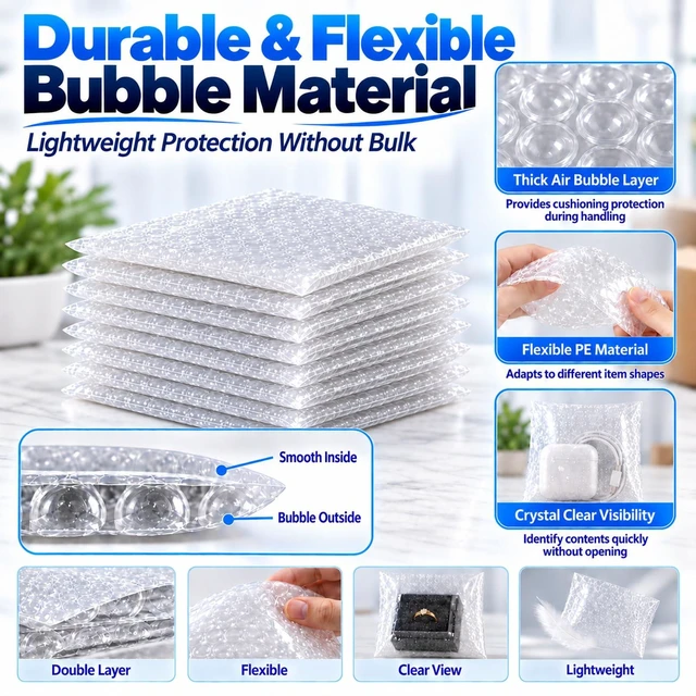 Alt view image 4 of 7 - 50PCS 10x12" Bubble Pouches, Clear Double-Wall Shockproof Protective Bags Double-Wall Thickening for Superior Cushioning,Shockproof & Lightweight. Ideal for Moving, Shipping, Packing & Storage