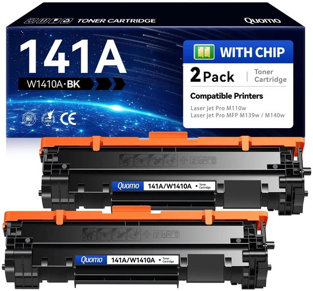 Main image of 141A Toner Cartridge with chip (2-Pack) High Yield Compatible for HP 141A W1410A Black LaserJet Toner Cartridges use with HP Laser Jet MFP M110w M139w M140w Series
