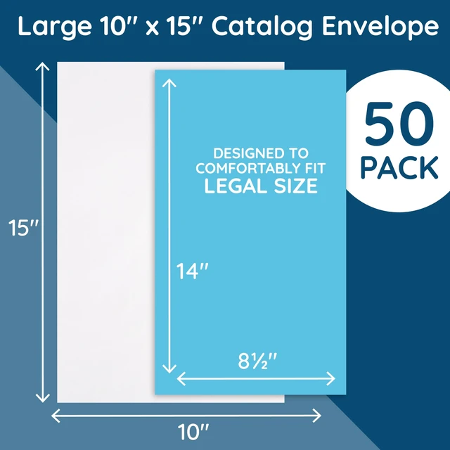 Alt view image 2 of 6 - 50 10" x 15" Catalog Envelopes, Self Seal, White 28lb, Security Tint, Peel and Seal, for Legal-Size Mailing of Documents, Folders, Catalogs