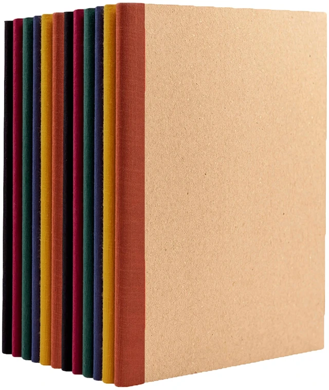 Main image of 12-Pack Composition Notebook Journals, 120 Pages, Kraft Cover with Jewel Tone Spines, College Ruled Lined Paper, Small Size (8 in x 5.75 in) for Home, Office or School Supplies