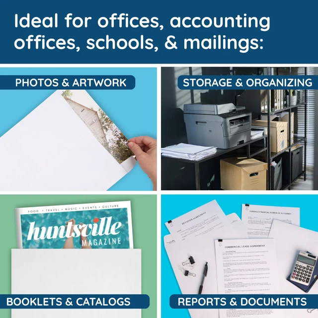 Alt view image 4 of 6 - 50 10" x 15" Catalog Envelopes, Self Seal, White 28lb, Security Tint, Peel and Seal, for Legal-Size Mailing of Documents, Folders, Catalogs