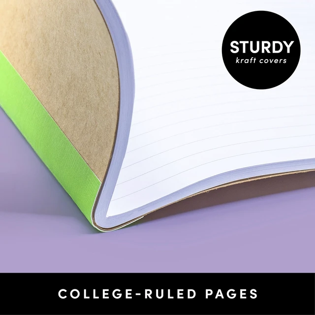 Alt view image 4 of 7 - 12-Pack Composition Notebook Journals, 120 Pages, Kraft Cover with Jewel Tone Spines, College Ruled Lined Paper, Small Size (8 in x 5.75 in) for Home, Office or School Supplies