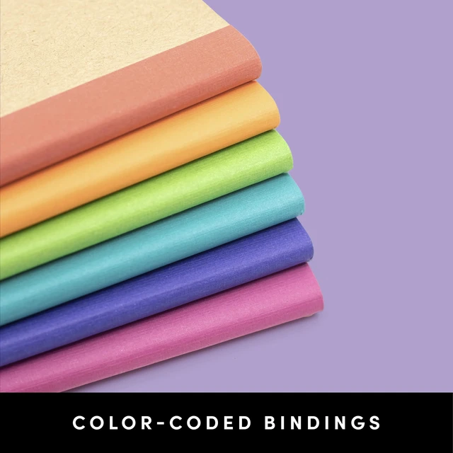 Alt view image 5 of 7 - 12-Pack Composition Notebook Journals, 120 Pages, Kraft Cover with Jewel Tone Spines, College Ruled Lined Paper, Small Size (8 in x 5.75 in) for Home, Office or School Supplies