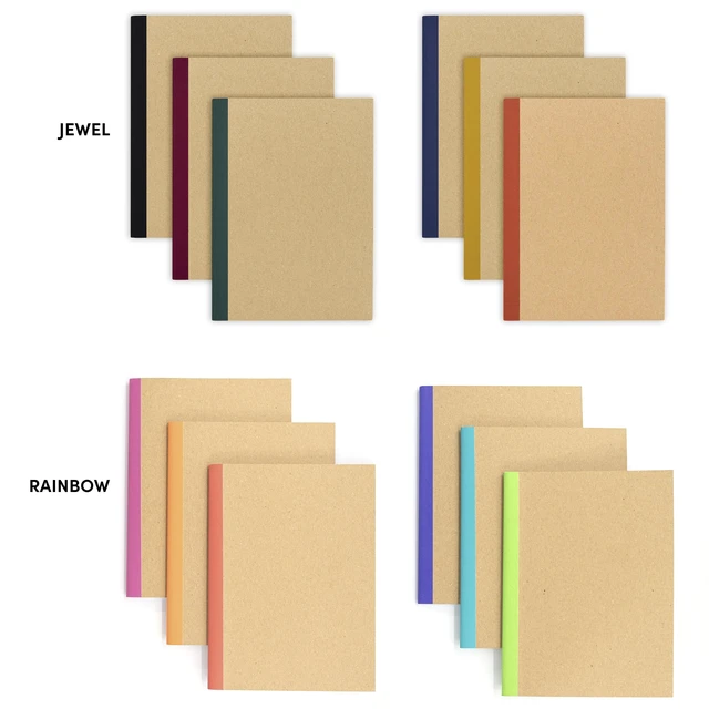 Alt view image 6 of 7 - 12-Pack Composition Notebook Journals, 120 Pages, Kraft Cover with Jewel Tone Spines, College Ruled Lined Paper, Small Size (8 in x 5.75 in) for Home, Office or School Supplies