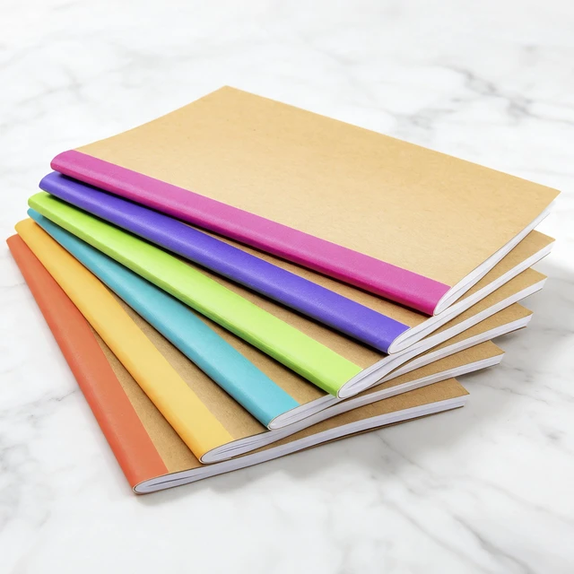 Alt view image 7 of 7 - 12-Pack Composition Notebook Journals, 120 Pages, Kraft Cover with Jewel Tone Spines, College Ruled Lined Paper, Small Size (8 in x 5.75 in) for Home, Office or School Supplies