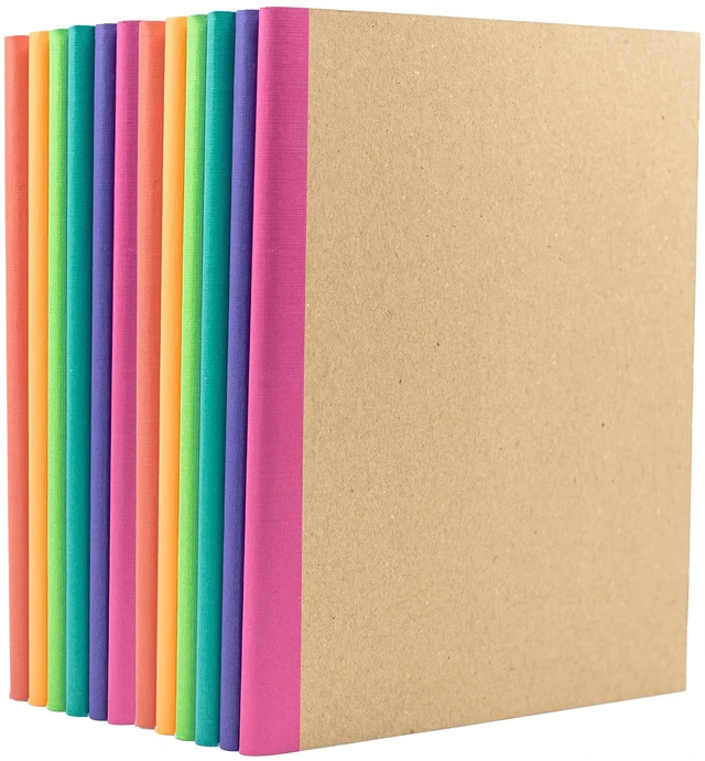 Main image of 12-Pack Composition Notebook Journals, 120 Pages, Kraft Cover with Rainbow Spines, College Ruled Lined Paper, Small Size (8 in x 5.75 in) for Home, Office or School Supplies