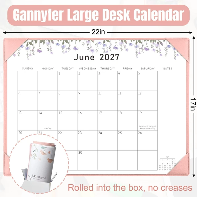 Alt view image 4 of 7 - Desk Calendar 2026-2027 with Desktop Mat,22x17'' Large Desktop Pad Calendar 18-Month Calendar July 2026-Dec 2027, Teacher Monthly Calendar for Home School Office, Pink with 6 Stickers