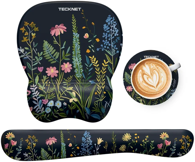 Main image of Gel Ergonomic Mouse Pad & Keyboard Wrist Rest & Coaster 3 in 1 Set, Pain Relief, Milk Silk Cloth, Non-Slip PU Base, Easy Typing, Memory Foam Wrist Support for Office & Home