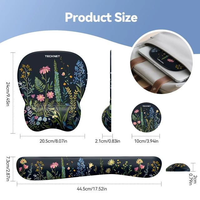 Alt view image 7 of 7 - Gel Ergonomic Mouse Pad & Keyboard Wrist Rest & Coaster 3 in 1 Set, Pain Relief, Milk Silk Cloth, Non-Slip PU Base, Easy Typing, Memory Foam Wrist Support for Office & Home