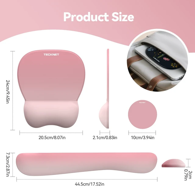 Alt view image 7 of 7 - Gel Ergonomic Mouse Pad & Keyboard Wrist Rest & Coaster 3 in 1 Set, Pain Relief, Milk Silk Cloth, Non-Slip PU Base, Easy Typing, Memory Foam Wrist Support for Office & Home
