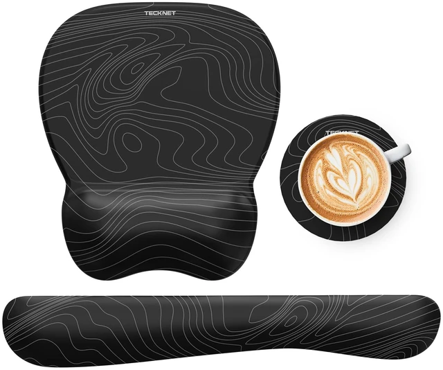 Main image of Gel Ergonomic Mouse Pad & Keyboard Wrist Rest & Coaster 3 in 1 Set, Pain Relief, Milk Silk Cloth, Non-Slip PU Base, Easy Typing, Memory Foam Wrist Support for Office & Home