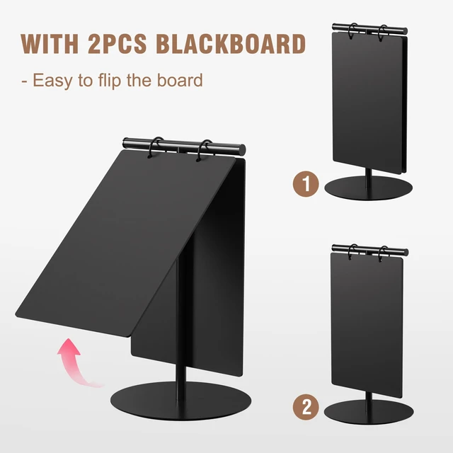 Alt view image 2 of 7 - Small Chalkboard Words Sign w/Metal Stand, 2 Pack 8x12, Rectangle Tabletop Double-Sided Erasable Message Menu Board Decorative Chalk Board for Food, Store, Business, Wedding