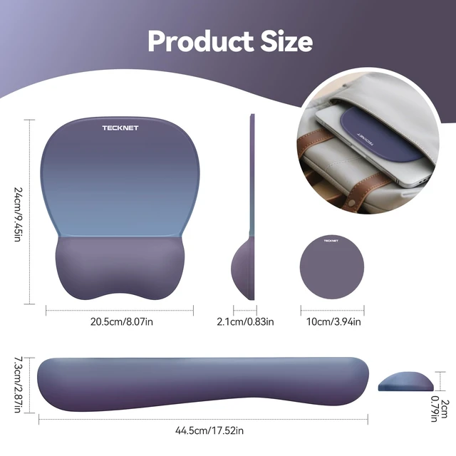 Alt view image 7 of 7 - Gel Ergonomic Mouse Pad & Keyboard Wrist Rest & Coaster 3 in 1 Set, Pain Relief, Milk Silk Cloth, Non-Slip PU Base, Easy Typing, Memory Foam Wrist Support for Office & Home