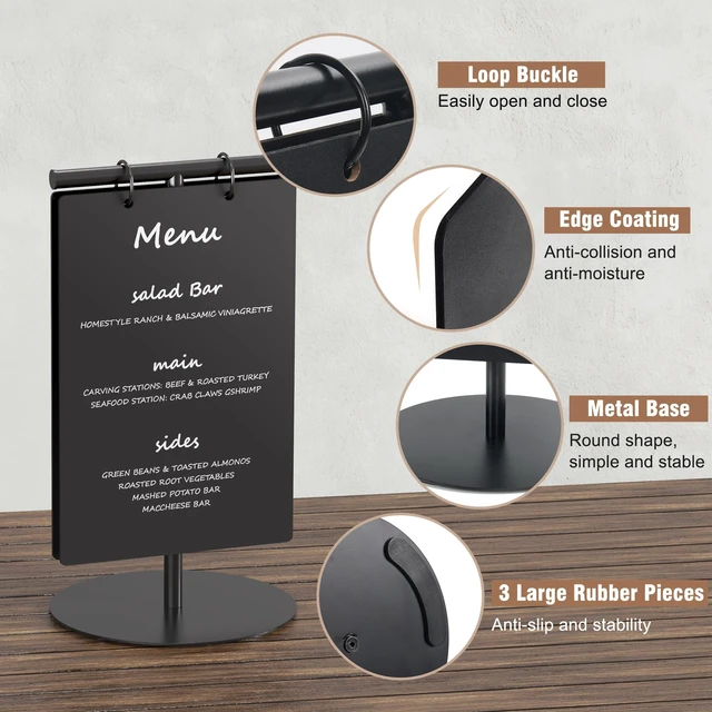 Alt view image 5 of 7 - Small Chalkboard Words Sign w/Metal Stand, 2 Pack 8x12, Rectangle Tabletop Double-Sided Erasable Message Menu Board Decorative Chalk Board for Food, Store, Business, Wedding