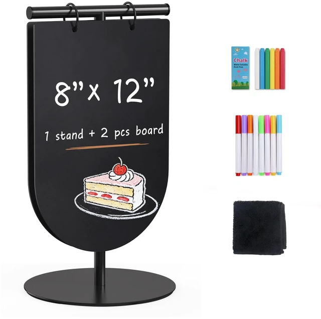 Main image of Small Chalkboard Words Sign w/Metal Stand, 2 Pack 8x12, Semicircle Tabletop Double-Sided Erasable Message Menu Board Decorative Chalk Board for Food, Store, Business, Wedding