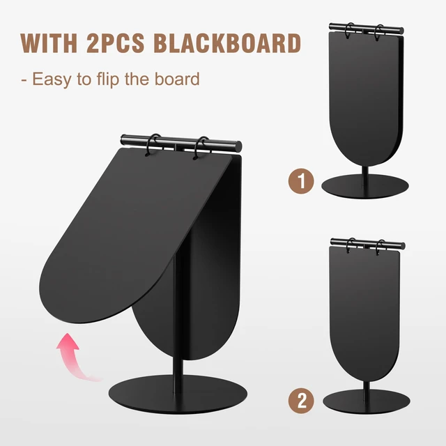 Alt view image 2 of 7 - Small Chalkboard Words Sign w/Metal Stand, 2 Pack 8x12, Semicircle Tabletop Double-Sided Erasable Message Menu Board Decorative Chalk Board for Food, Store, Business, Wedding