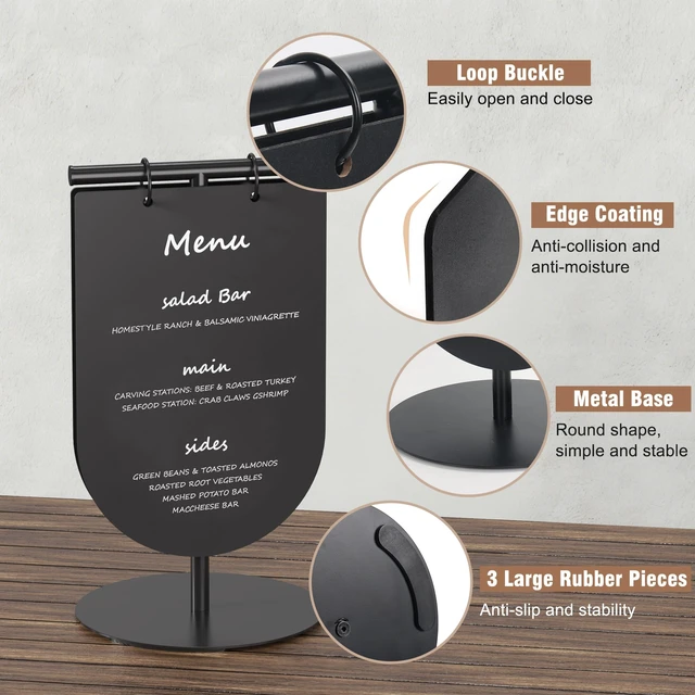 Alt view image 5 of 7 - Small Chalkboard Words Sign w/Metal Stand, 2 Pack 8x12, Semicircle Tabletop Double-Sided Erasable Message Menu Board Decorative Chalk Board for Food, Store, Business, Wedding