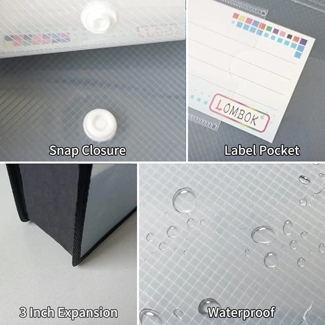 Alt view image 6 of 7 - Plastic File Folders Legal Size Expandable Document Folder with Snap Button Closure, A4 Expanding File Wallet Envelopes Pouch with Label Pocket, 10 Packs