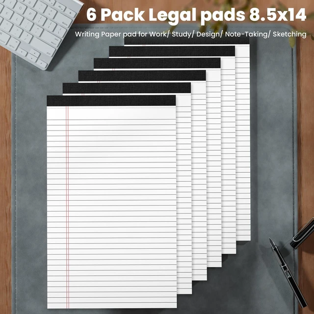 Alt view image 6 of 7 - Legal Pads 8.5 x 14 Note Pads, 6 Pack Writing Pads Wide Ruled White Notepad Micro Perforated Notepads, Double-Side Printed Lined Paper Pads 30 Sheets per Notepad, Legal Pads for Home, Office, School