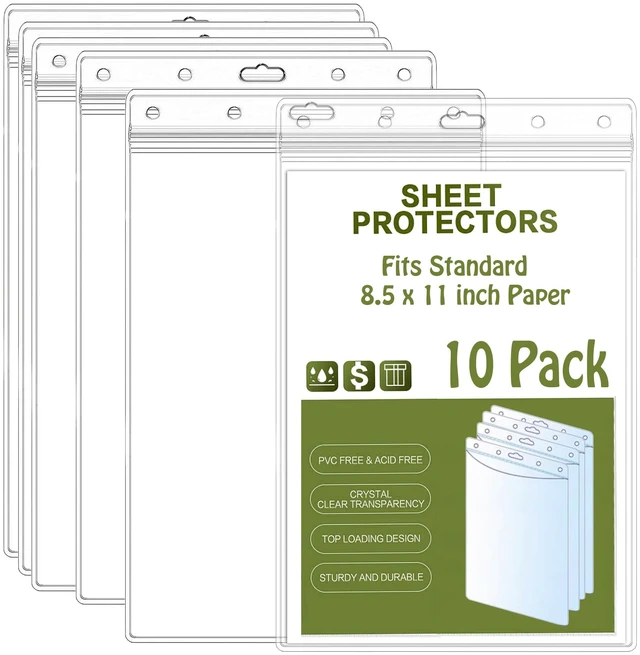 Main image of Sheet Protectors 10 Pack 8.5" x 11" Waterproof Resealable Zip Wall Sign Holder Page Protectors Clear Photo Plastic Sleeves for Documents, Photos, and Wall Sign Display