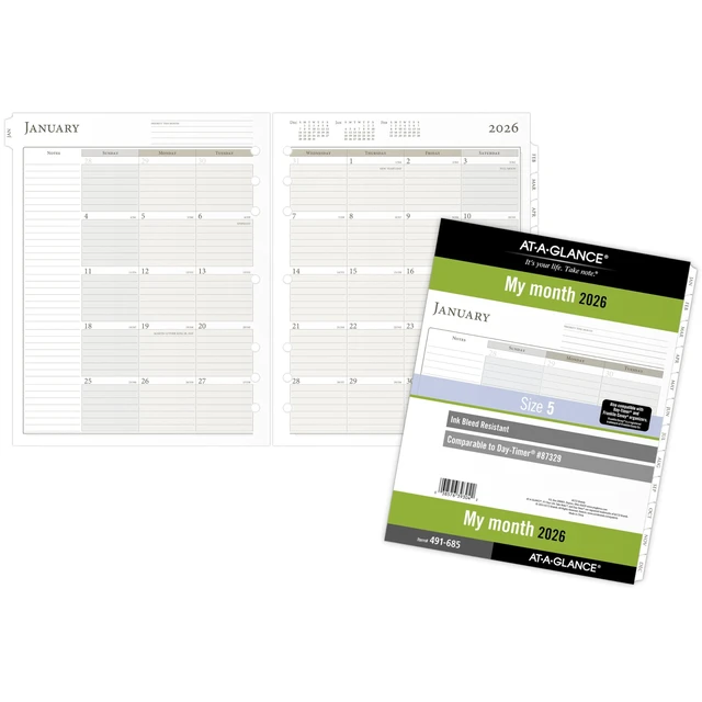 Alt view image 4 of 4 - 2026 Planner Refill, Monthly, 8-1/2" x 11", Folio Size 5, Loose-Leaf (491-685-26)