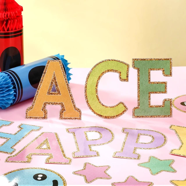 Alt view image 4 of 7 - 120 Pcs 7 in Large Bulletin Board Letters Set Embroidered Alphabet Colorful Printing Chenille Cutout Letters Set, with Adhesive Dots for Poster Board, Party, and Classroom Decor