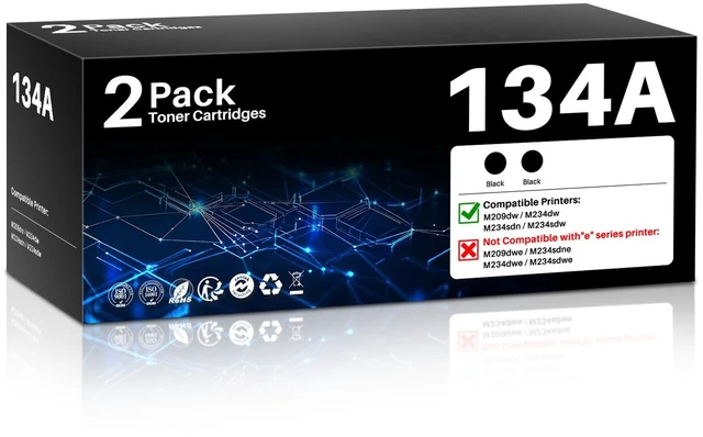 Main image of 134A W1340A Black Toner Cartridge for HP LaserJet MFP M209dw M209 Printer | for HP 134A for HP LaserJet MFP M234dw M234sdw M234sdn M234 Printer (with Chip, 2 Pack)