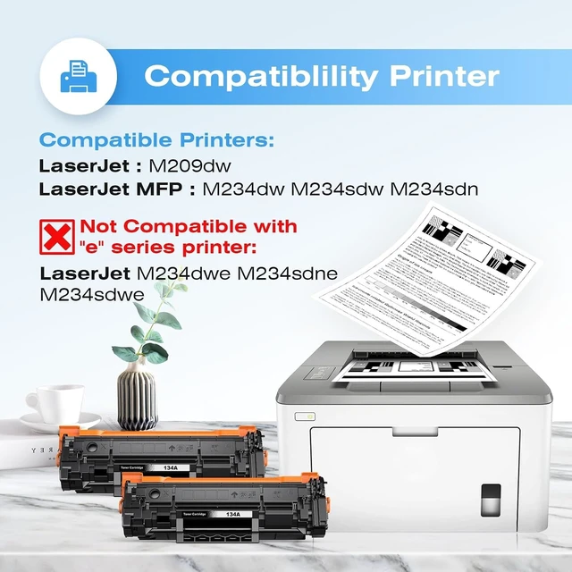 Alt view image 2 of 6 - 134A W1340A Black Toner Cartridge for HP LaserJet MFP M209dw M209 Printer | for HP 134A for HP LaserJet MFP M234dw M234sdw M234sdn M234 Printer (with Chip, 2 Pack)