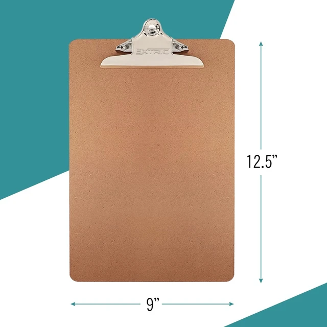 Alt view image 2 of 7 - 24 Clipboards Standard A4 Letter Size, 9x12.5 inch Wooden Clipboard with 6" Metal Clip, Hardboard, Fits 8.5 x 11 Inch Paper, Bulk Pack