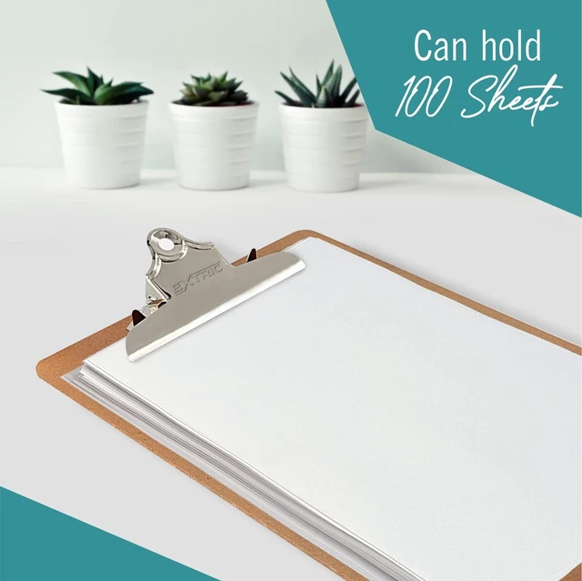 Alt view image 3 of 7 - 24 Clipboards Standard A4 Letter Size, 9x12.5 inch Wooden Clipboard with 6" Metal Clip, Hardboard, Fits 8.5 x 11 Inch Paper, Bulk Pack