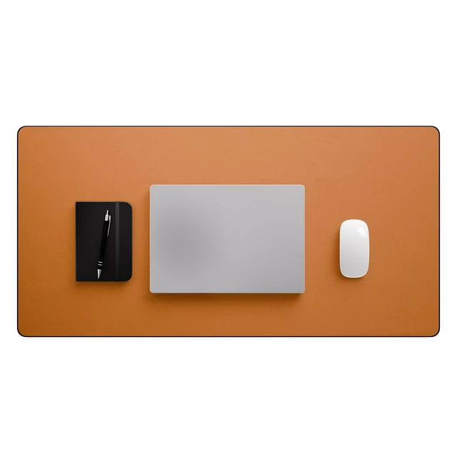 Alt view image 2 of 6 - Leather Desk Pad Mat, 34" x 17", Tan Non-Slip Desk Blotter Pad - Desk Protector for Office, Home, Laptop and Desktop