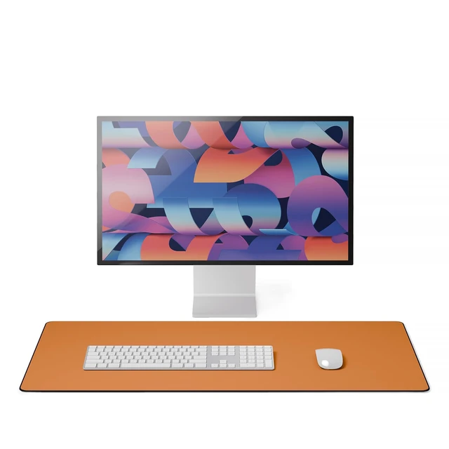 Alt view image 3 of 6 - Leather Desk Pad Mat, 34" x 17", Tan Non-Slip Desk Blotter Pad - Desk Protector for Office, Home, Laptop and Desktop