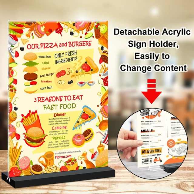 Alt view image 4 of 7 - 8.5x11 Acrylic Sign Holder Vertical Double-Sided Tabletop Sign Holder with Black Base, Plastic Picture Frame Paper Holder, Clear Menu Display Stand for Office Restaurant Store Home 8 Pack