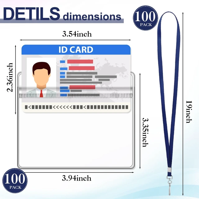 Alt view image 2 of 7 - 100 Sets Name Tag Lanyards Bulk, Plastic Badge Holders, Navy Blue Clear Plastic Horizontal Lanyard,Cruise Necklace,with ID Badge Holder,for Business School Events Conferences
