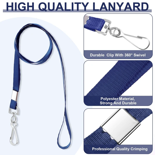 Alt view image 3 of 7 - 100 Sets Name Tag Lanyards Bulk, Plastic Badge Holders, Navy Blue Clear Plastic Horizontal Lanyard,Cruise Necklace,with ID Badge Holder,for Business School Events Conferences