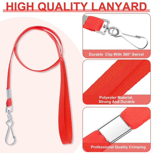 Alt view image 3 of 7 - 100 Sets Name Tag Lanyards Bulk, Plastic Badge Holders, Red Clear Plastic Horizontal Lanyard,Cruise Necklace,with ID Badge Holder,for Business School Events Conferences