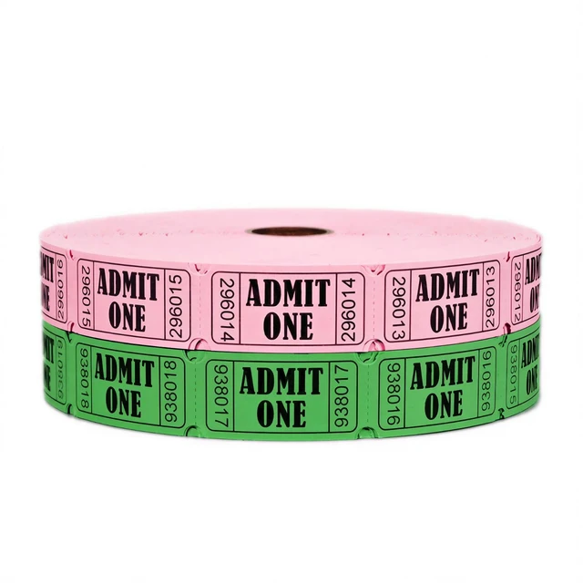 Main image of 4000 Pink & Green 1 x 2 Admit One Tickets Perforated Admit One Design, Great for Carnivals, Door Prizes, Fundraisers & Drink Tickets
