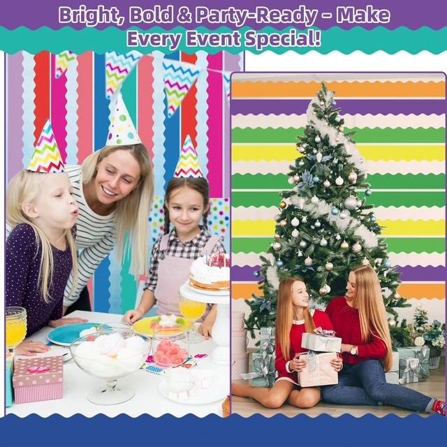 Alt view image 7 of 7 - 12 Rolls 393.6 Feet Colorful Bulletin Board Borders Sets - Scalloped Borders for Bulletin Board - Bright Teachers Border Trim - Suitable for Home, Classroom Decor, Posters, Office, School Activities