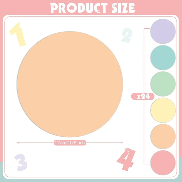 Alt view image 2 of 7 - 24 Pack Colorful Dry Erase Dots Circle Spot for Classroom, Candy Colors 10.5 Inch, Table Removable Vinyl Desktop Stickers Spots Wall Decals, for 100th Day of School Teacher Students Home