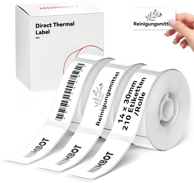 Main image of D110/D11/D101 Labels, 0.55"×1.18"(14×30mm), 195 Labels/Roll, White 3 Rolls of Self-Adhesive Labeling Tape Replacement, Waterproof Thermal Label Refills for Home Office School Organization
