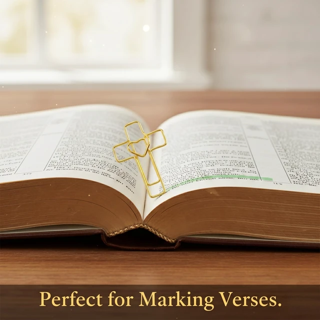 Alt view image 5 of 7 - 150 PCS Gold Heart Cross Paper Clips, Gold Metal Bookmark Clips for Bible Study Supplies, Journaling, Planner, Office, Church Events, Teacher Appreciation Gift