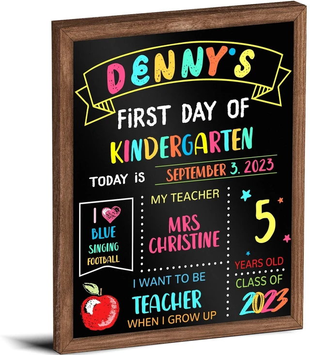 Main image of First & Last Day of School Board, 11 x14 Inch Double Sided Back to School Sign for Kids Girls Boys, My 1st Day of Schools Chalkboard Sign, Wooden 1st Day Boards of Preschool Kindergarten