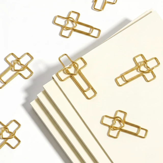 Alt view image 7 of 7 - 150 PCS Gold Heart Cross Paper Clips, Gold Metal Bookmark Clips for Bible Study Supplies, Journaling, Planner, Office, Church Events, Teacher Appreciation Gift