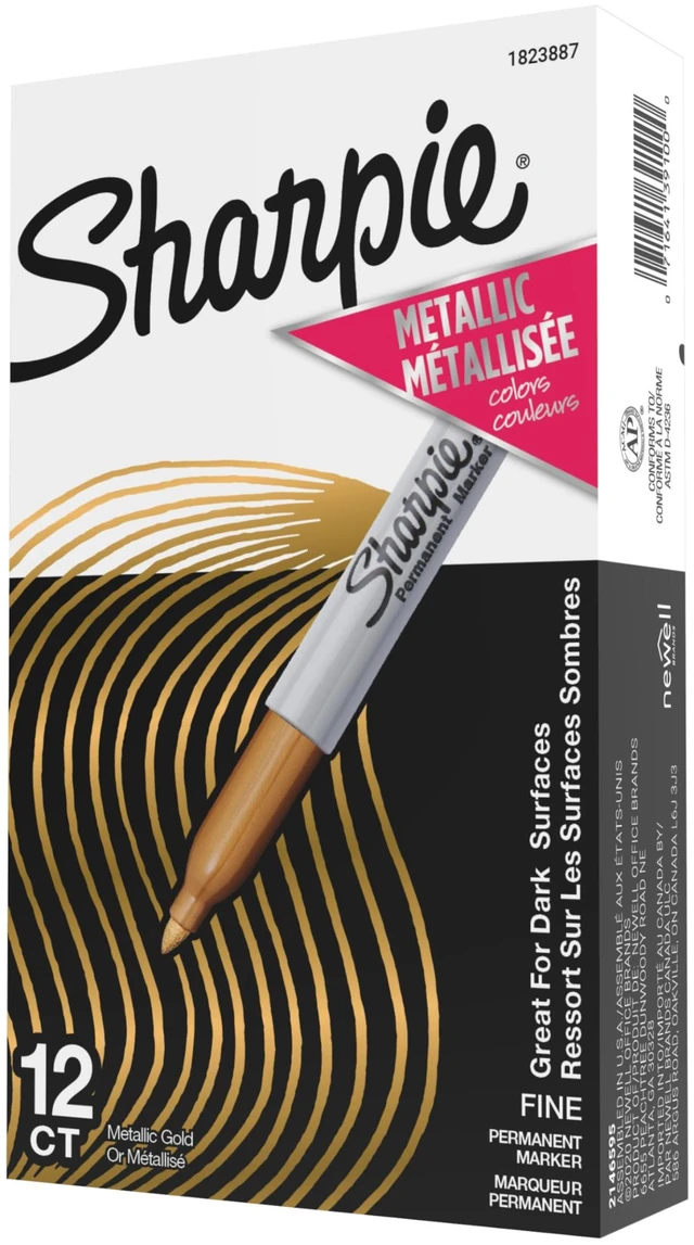 Main image of Metallic Permanent Markers, Fine Point, Gold, 12 Count