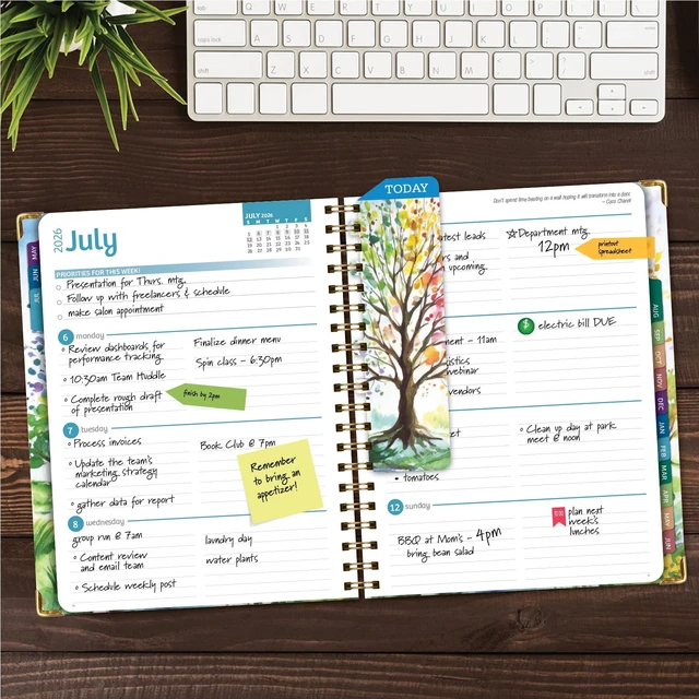 Alt view image 2 of 7 - HARDCOVER Academic Year 2026-2027 Planner: 14 Months (May 2026 Through June 2027) 8.5"x 11" Daily Weekly Monthly Planner Yearly Agenda. Bookmark, Pocket Folder and Sticky Note Set (Tree Seasons)
