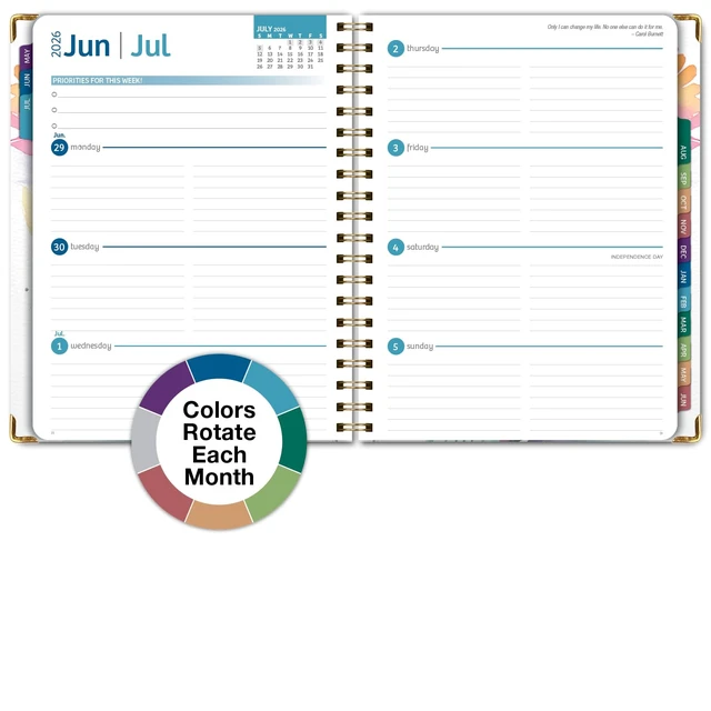 Alt view image 6 of 7 - HARDCOVER Academic Year 2026-2027 Planner: 14 Months (May 2026 Through June 2027) 8.5"x 11" Daily Weekly Monthly Planner Yearly Agenda. Bookmark, Pocket Folder and Sticky Note Set (Rainbow Floral)