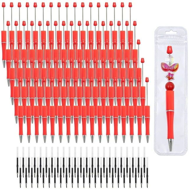 Main image of 210 Pieces DIY Beadable Pen Bulk Kit 70PCS Ballpoint Pen with Refills & Bags Perfect for Beads Pens Supplies, Beaded Pens for DIY Crafting Office Supplies & Teacher Accessories (Red)